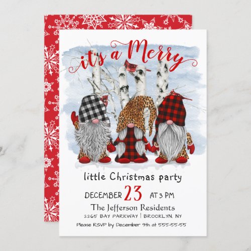 Funny Santa Gnomes Merry Christmas Little Party Invitation