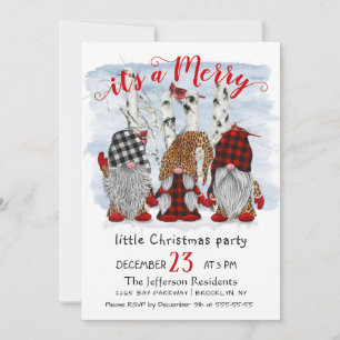 Funny Santa Gnomes Merry Christmas Little Party Invitation