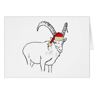 Funny Santa Goat Drawing Cards