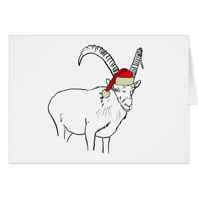 Funny Santa Goat Drawing Cards (Front Horizontal)
