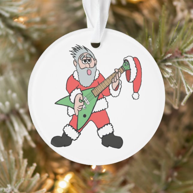 Funny Santa Guitar Christmas Ornament (Tree)