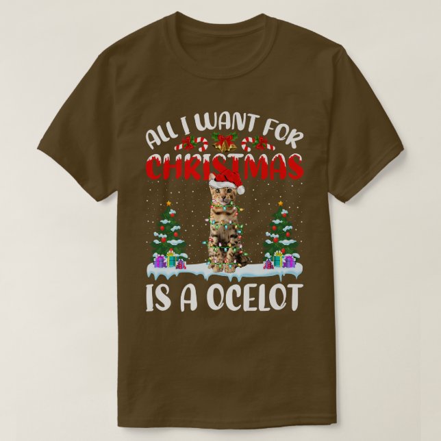 Funny Santa Hat All I Want For Christmas Is A Ocel T-Shirt (Design Front)