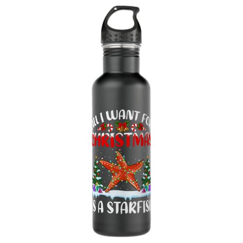 Funny Santa Hat All I Want For Christmas Is A Star Stainless Steel Water Bottle