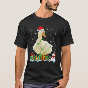 Funny Santa Hat Duck Christmas Lights Animals Love T-Shirt