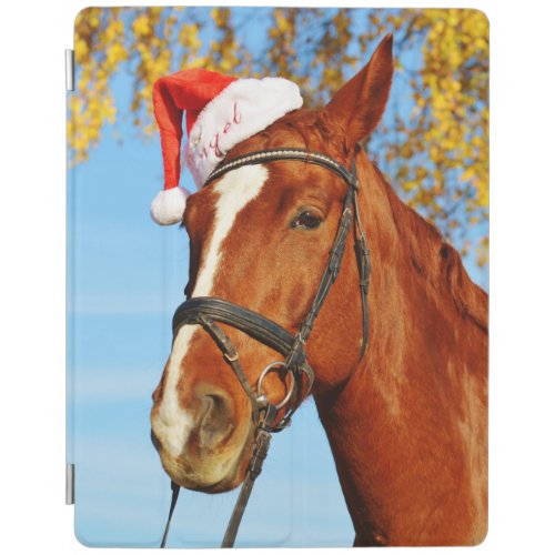 Funny Santa Hat Horse Christmas iPad Smart Cover