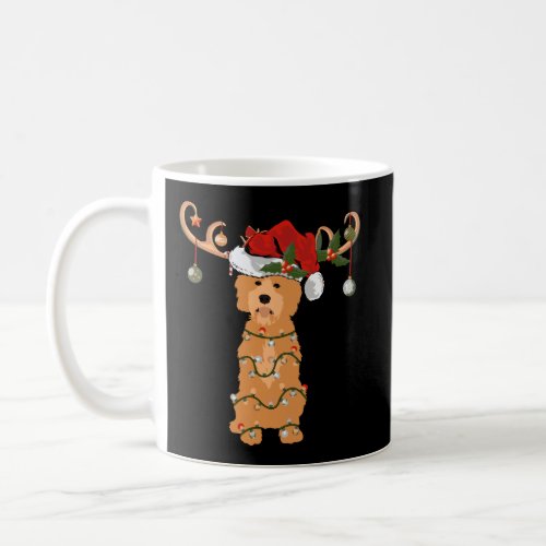 Funny Santa Hat Reindeer Goldendoodle Christmas Coffee Mug