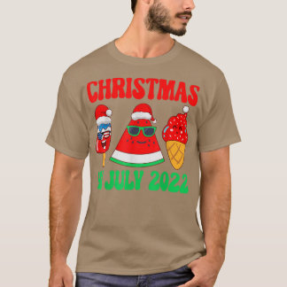 Funny Santa Hat Sunglasses Summer Christmas In Jul T-Shirt
