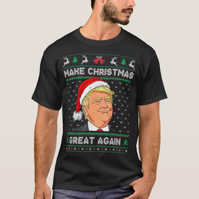 Funny Santa Hat Trump Make Christmas Great Again U T-Shirt (Front)