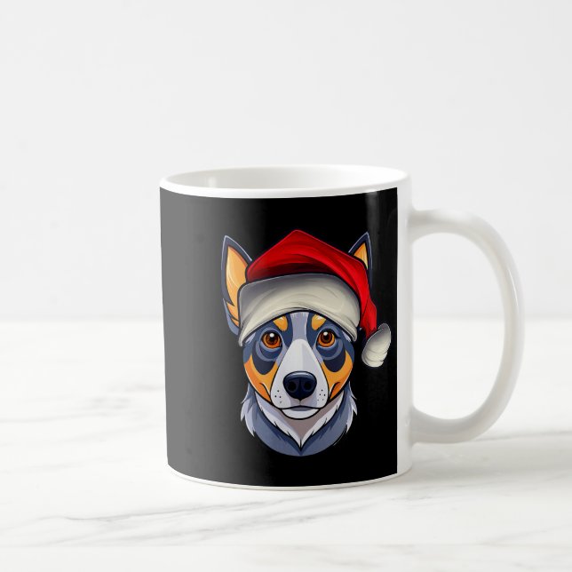 Funny Santa Hat Xmas Pajamas Blue Heeler Dog Chris Coffee Mug (Right)