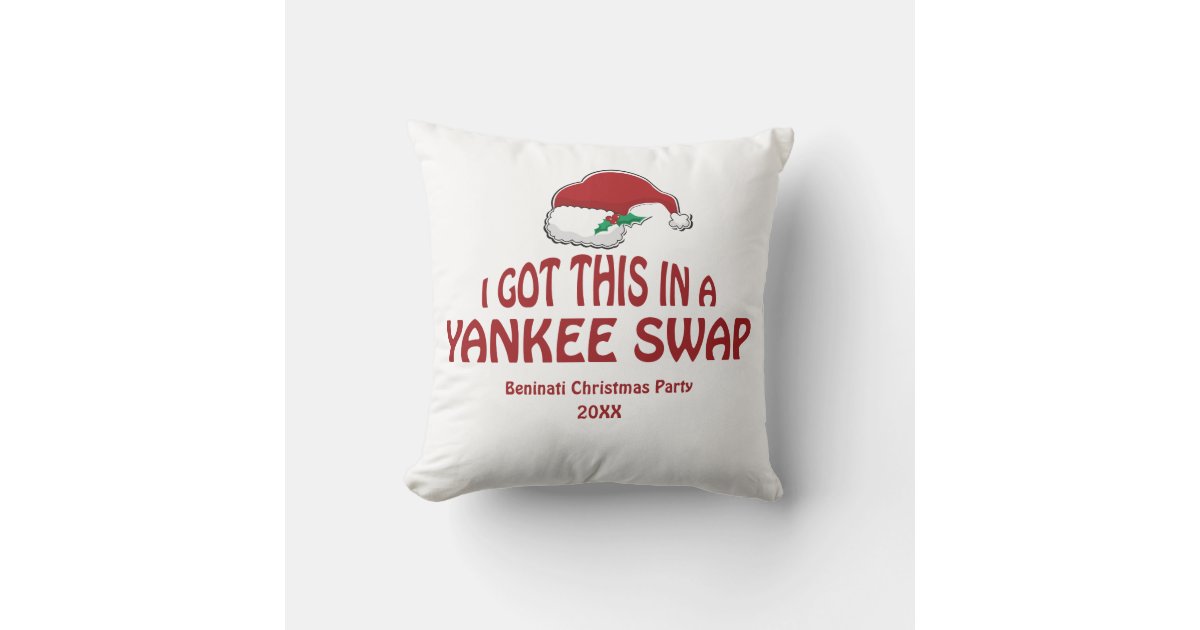 Funny Santa Hat Yankee Swap Gift Throw Pillow | Zazzle Funny Santa Hat Yankee Swap Gift Throw Pillow | Zazzle