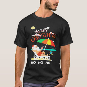 Funny Santa Hawaiian Ho Summer Gift Merry Christma T-Shirt