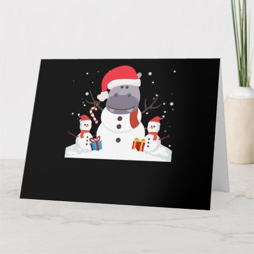 Funny Santa Hippo Christmas Snowman Xmas Gift Card