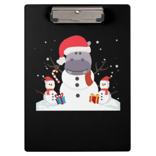 Funny Santa Hippo Christmas Snowman Xmas Gift Clipboard