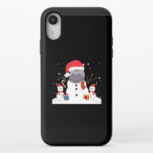 Funny Santa Hippo Christmas Snowman Xmas Gift iPhone XR Slider Case
