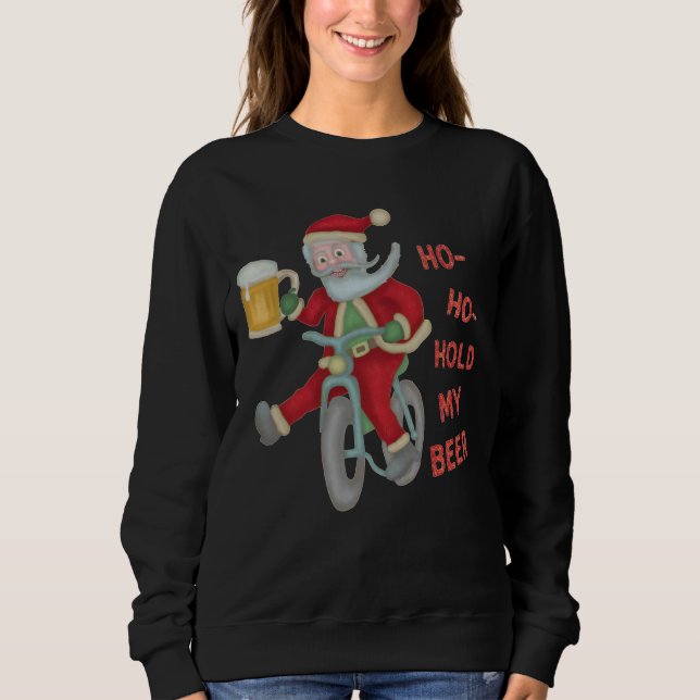 Funny Santa Hold My Beer Ugly Christmas Sweater (Front)