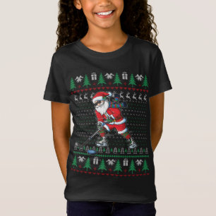 Funny Santa Ice Hockey Player Ugly Sweater Christm