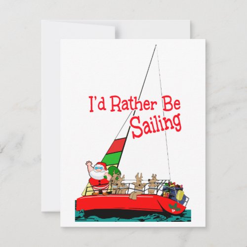 Funny Santa in sailboat Christmas Holiday Card