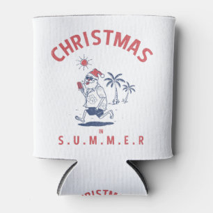 Funny Santa In Summer Christmas In July Can Cooler
