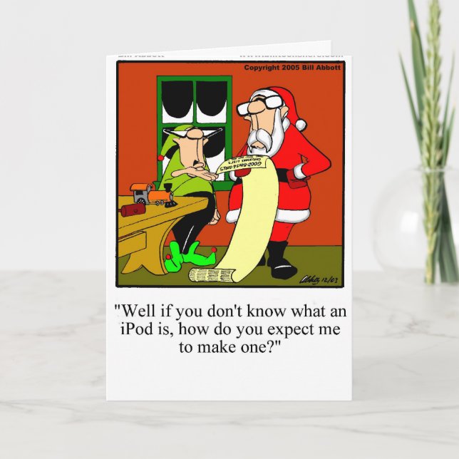 Funny Santa IPod Humor Christmas Card (Front)