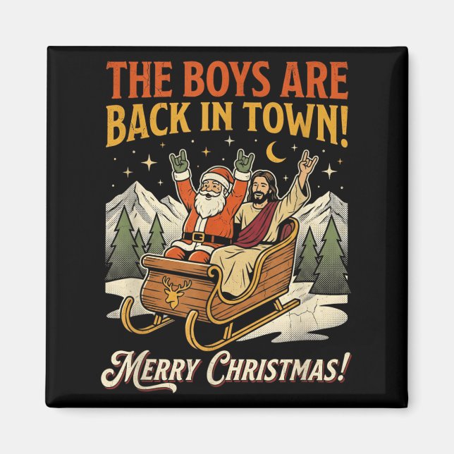 Funny Santa Jesus Rock Christmas Retro Vintage  Magnet (Front)