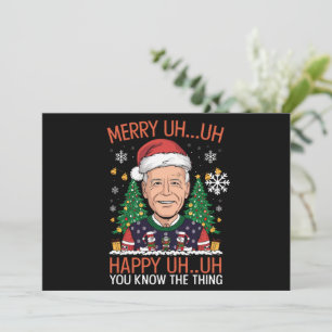 Funny Santa Joe Biden Merry Uh Uh Christmas Ugly Holiday Card