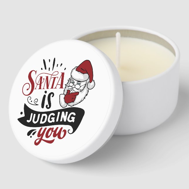 Funny Santa judging word art  Mini Candle Favors (Corner)