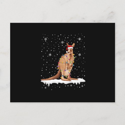 Funny Santa Kangaroo Christmas Lights Animals Love Postcard