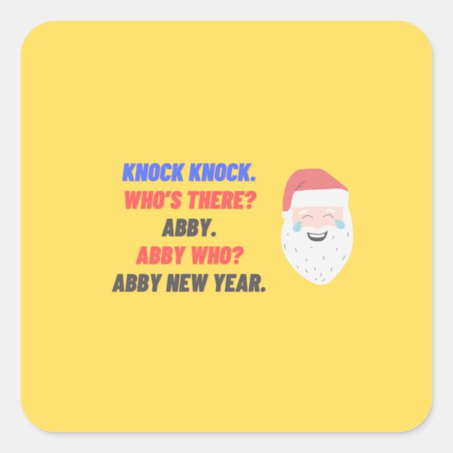 Funny Santa Knock-Knock Joke Art Square Sticker (Front)