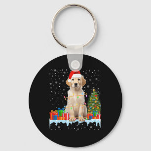 Funny Santa Labrador Dog Christmas Lights Xmas Paj Keychain
