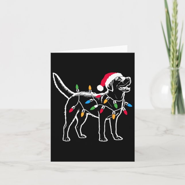 Funny Santa Labrador Retriever Christmas Lights Do Card (Front)