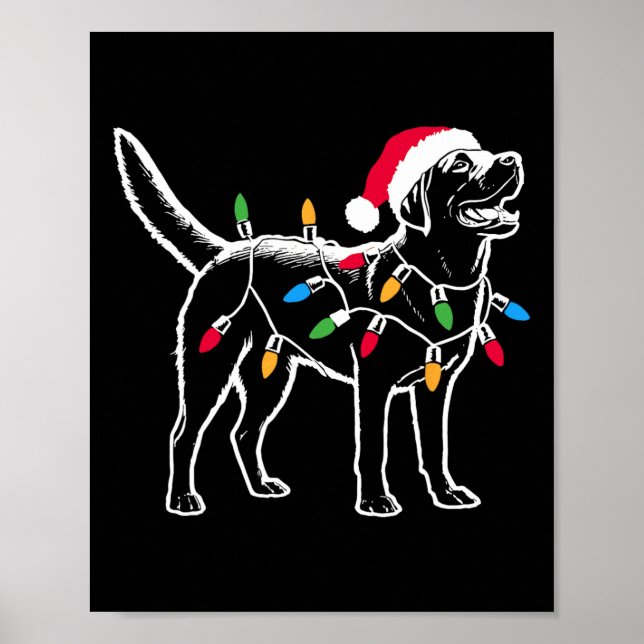 Funny Santa Labrador Retriever Christmas Lights Do Poster (Front)