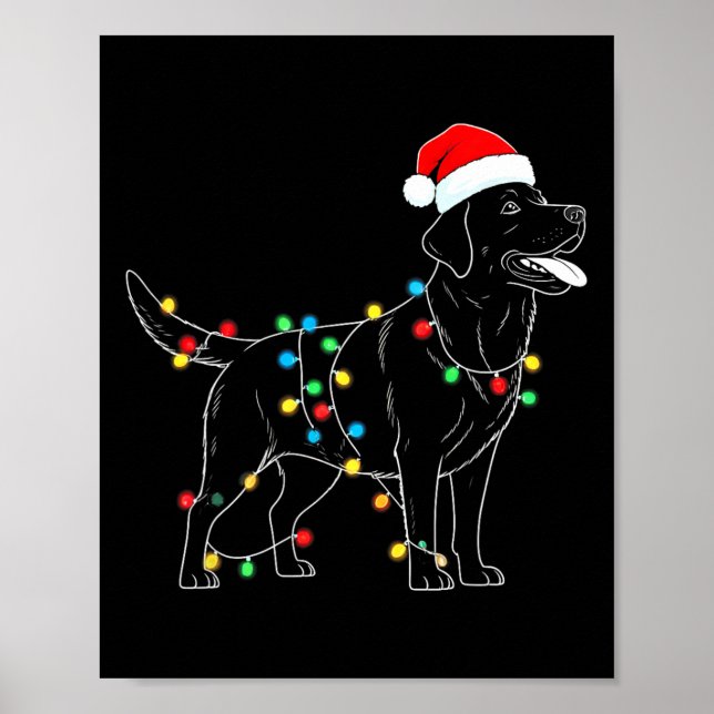 Funny Santa Labrador Retriever Christmas Lights Do Poster (Front)