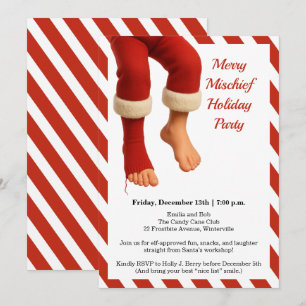 Funny Santa Legs North Pole Mischief Holiday Invitation