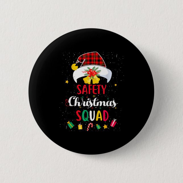 Funny Santa Match Hat Safety Squad Security Button (Front)