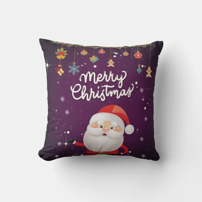 Funny Santa Merry Christmas 2022 Throw Pillow (Front)