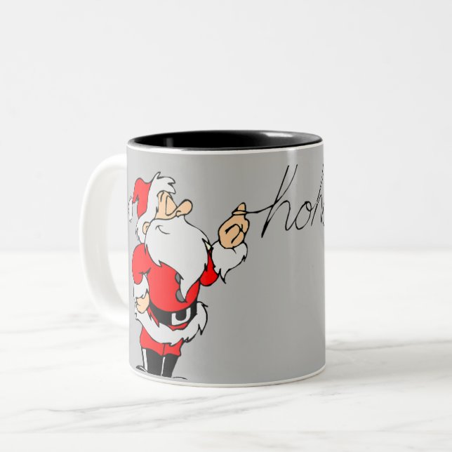 Funny Santa merry Christmas Ho Ho Humer art Two-Tone Coffee Mug (Front Left)