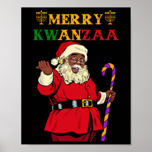 Funny Santa Merry Kwanzaa African American Holiday Poster