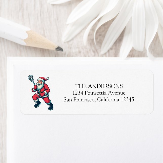 Funny Santa Merry Laxmas Lacrosse Christmas Return Label (Insitu)