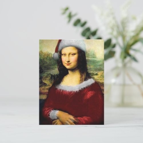 Funny Santa Mona Lisa Merry Christmas  Postcard