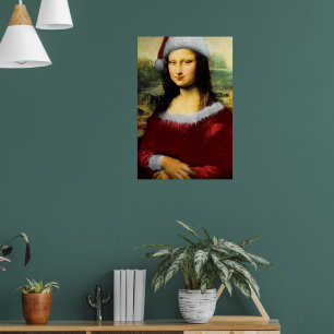 Funny Santa Mona Lisa Merry Christmas Poster