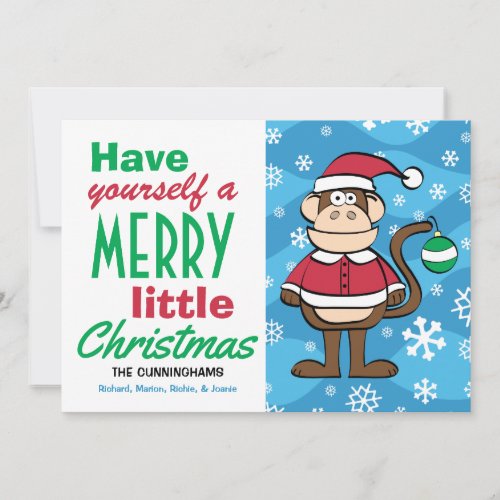 Funny Santa Monkey Christmas Holiday Card