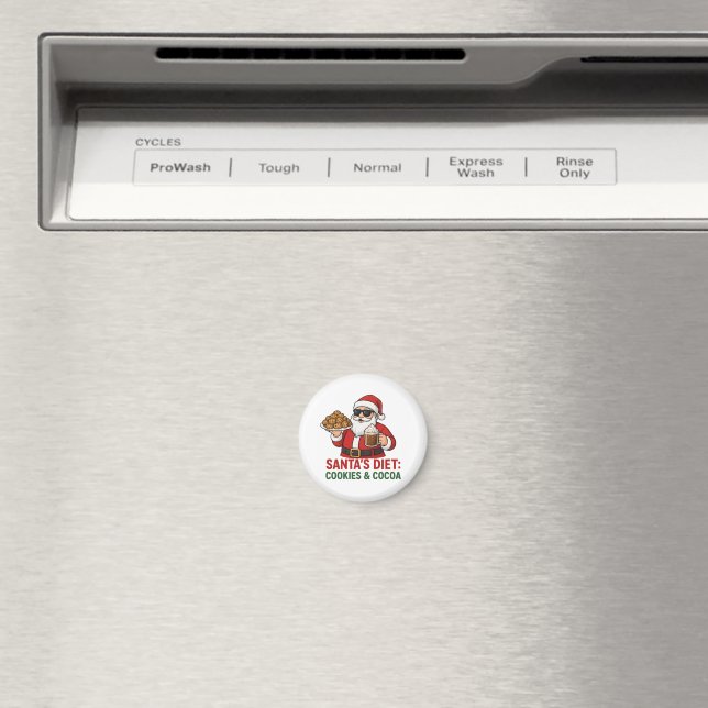 Funny Santa Mug – Santa’s Diet: Cookies & Cocoa Magnet (In Situ (Dishwasher))