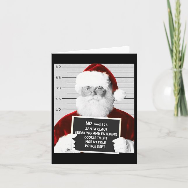 Funny Santa Mugshot Santa Claus Jailed Christmas  Card (Front)