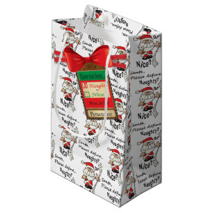 Funny Santa Naughty or Nice Small Gift Bag