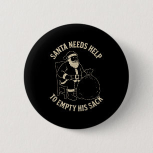 Funny Santa Needs Help To Empty His Sack Adult Hum Button