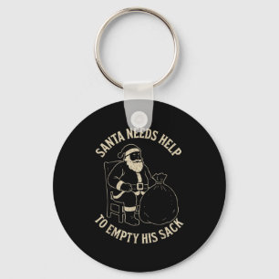 Funny Santa Needs Help To Empty His Sack Adult Hum Keychain