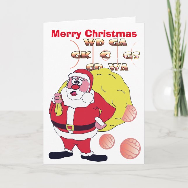 Funny Santa Netball Christmas Greeting Holiday Card (Front)