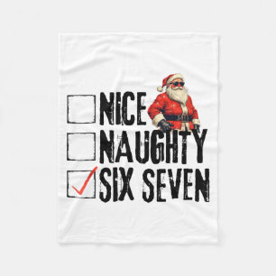 Funny Santa Nice Naughty Six Seven Meme 67 Christm Fleece Blanket