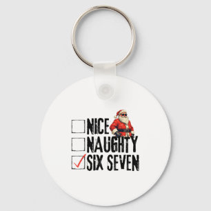 Funny Santa Nice Naughty Six Seven Meme 67 Christm Keychain