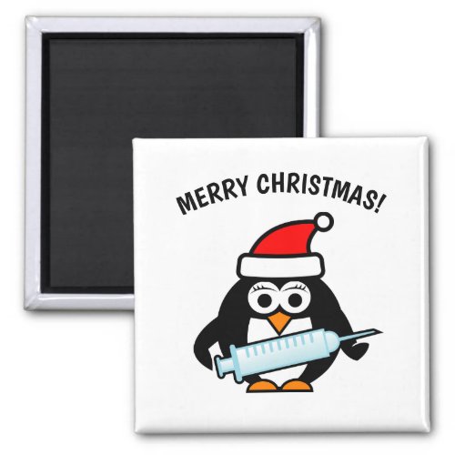 Funny Santa nursing penguin Christmas magnet gift